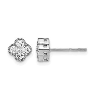 Diamond2Deal 14k Gold 1/2 ct Lab Grown Diamond Bloom Floral Stud Earrings VS Clarity, D-E Color