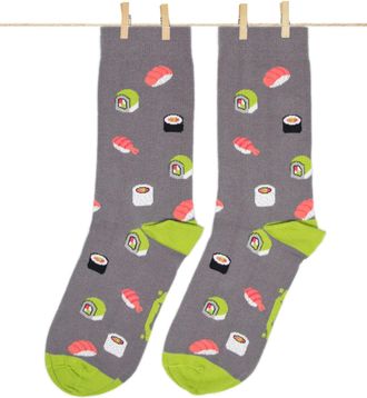 Roits Sushi Grey Womens Socks 4-7 - Cool Colourful Fantasy Happy Odd Funky Quality Food Sashimi Nigiri Socks