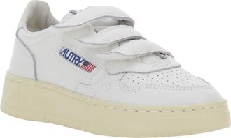 Autry Boys Kidstripes White Low Top Sneakers With Logo Patch Cow Leather Trainers