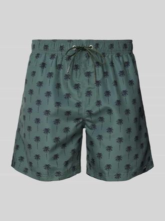 Schiesser Relaxed Fit Badeshorts mit Label-Applikation in Oliv, Gr&ouml;&szlig;e M