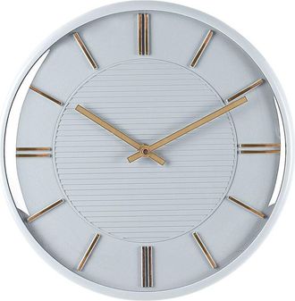 Beliani Beliani - Reloj De Pared Decoraci&oacute;n Colgante &Oslash; 34 Cm Dise&ntilde;o Glamuroso Pl&aacute;stico Sin N&uacute;meros Gris Daroca