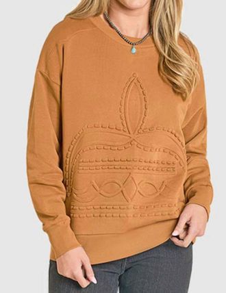 Panhandle Boot Stitch Sweater In Brass