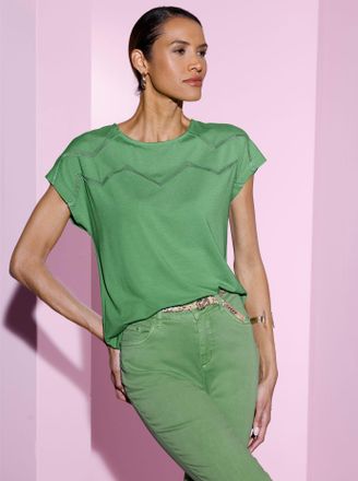 Cr&eacute;ation L Rundhalsshirt CREATION L Shirt, Damen, Gr. 36, apfel, 95% Viskose, 5% Elasthan, unifarben, Rundhals, Shirts Rundhalsshirt