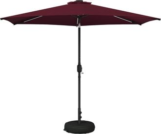 vidaXL Parasol De Jard&iacute;n Con Luces Led Y Base 300 X 300 Cm Poli&eacute;ster Vidaxl