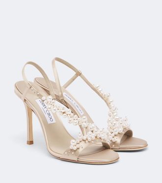 Jimmy Choo London Irina embellished satin slingback sandals