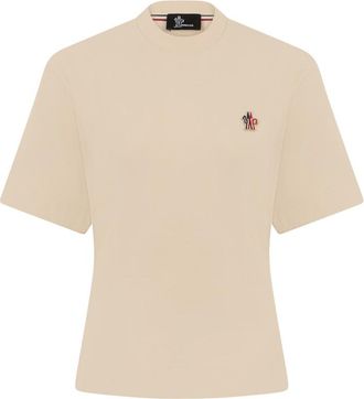 Moncler Beige Crew Neck Logo T-Shirt