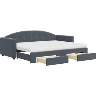 vidaXL Vidaxl - Sof&aacute; Cama Nido Con Cajones Terciopelo Gris Oscuro 80x200 Cm
