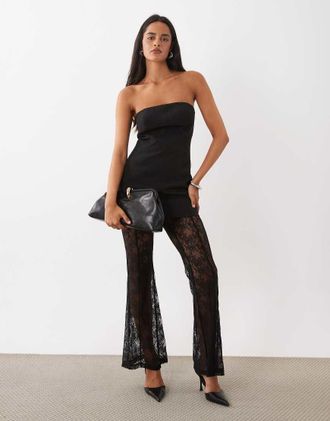 Ra-Re London jumpsuit con pantaloni a fascia in pizzo nero