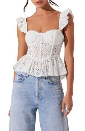 ASTR the Label Baylin Broderie Anglaise Top in White at Nordstrom Rack, Size X-Small