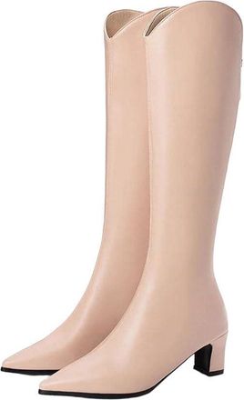 Generic Women Knee High Dress Boots High Heel Pu Leather Winter Wedding Party Elegant Long Boot