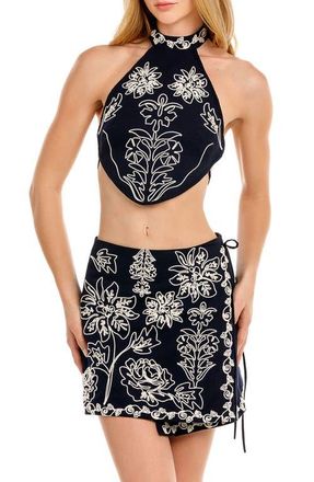 Agua Bendita Elay Batik Cover-Up Crop Top in Black at Nordstrom, Size Small