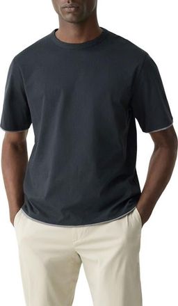 Theory DB Pima Cotton Layered T-Shirt in Black/Carbon at Nordstrom, Size X-Large