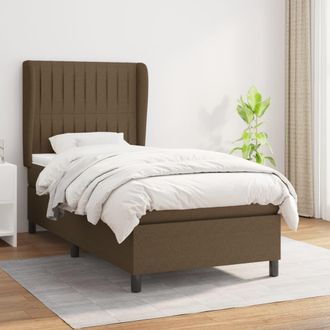 vidaXL Vidaxl - Cama Box Spring Con Colch&oacute;n Tela Marr&oacute;n Oscuro 100x200 Cm