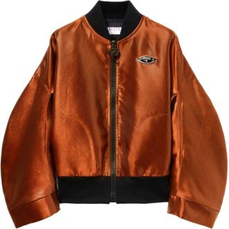 Pucci logo-plaque bomber jacket - women - Acetate/Polyester/Silk - 44 - Orange