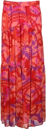 Dondup Long Chiffon Skirt - Orange/Red