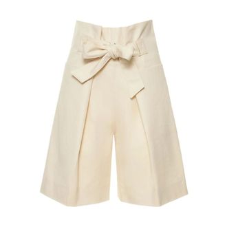Toteme Korte Broeken, Dames, Beige, XL, Katoen, Tie-Waist Short Pants