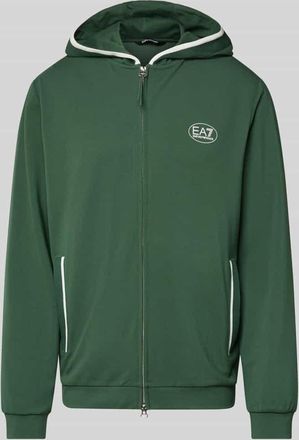 Emporio Armani Sweatjacke mit Logo und Zweiwege-Rei&szlig;verschluss in Gruen, Gr&ouml;&szlig;e XXXL