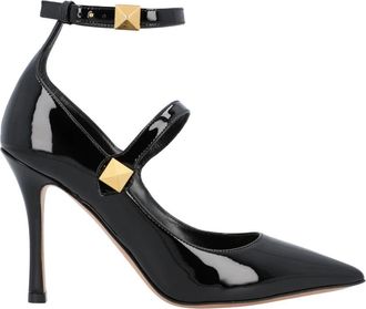 Valentino Rockstud Pointed Toe Ankle Pumps - Dames - Pumps - Zwart - 35 EU - Leer - Schoenen