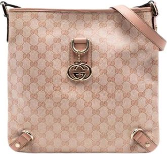 Gucci Pre-owned Vintage Canvas Crossbody Tas - Dames - Vintage Schoudertas - Roze - ONE Size - Leer - Vintage