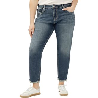 Silver Jeans Co Mid Rise Slim Boyfriend Jeans in Bobbie at Nordstrom, Size 14W 29