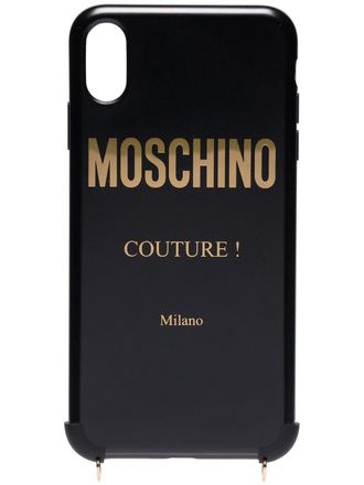 Moschino chain strap iPhone XS Max case - women - Acrylic - One Size - Black