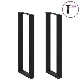 Berkfield Home Modern Coffee Table Legs U-Shaped 2 pcs Black 40x(110-111) cm Steel