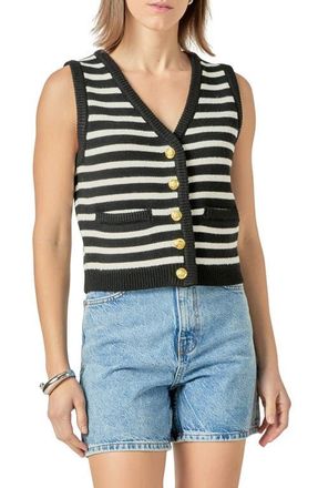English Factory Stripe Sweater Vest in Black/Ivory at Nordstrom, Size Medium