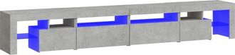 vidaXL Vidaxl - Mueble De Tv Con Luces Led Gris Hormig&oacute;n 260x36,5x40 Cm