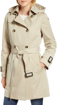 London Fog Trench Coat with Detachable Liner & Hood in Stone at Nordstrom, Size X-Small