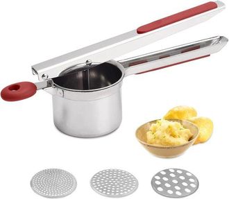 OEM Prensa De Patatas Grande De Acero Inoxidable Para Un Pur&eacute; De Patatas Perfecto - 425 Ml - Utensilio De Cocina Ergon&oacute;mico Con Discos Reemplazables