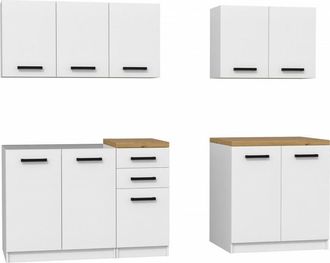 Topeshop Jaspe Cocina Modular + Lineal Completa L 200 Cm 6 Piezas Encimera Incluido Muebles De Gabinete De Cocina