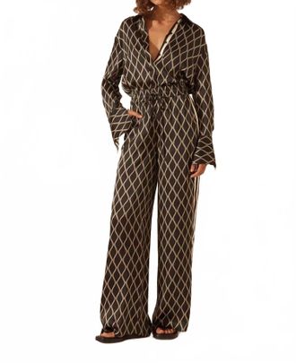 Shona Joy Silk Contrast Relaxed Pant In Corde