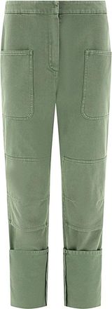 Max Mara Stijlvolle Broek - Dames - Straight fit broeken - Groen - 3XS - Katoen - Broeken