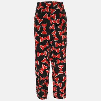 Moschino Boutique Moschino Black/red Bow Printed Silk Trouser