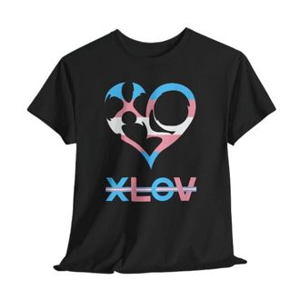 Generic XLOV Pride T-Shirt Unisex Short Sleeve Rainbow Graphic Tee LGBT Equality Support Casual Streetwear Top Men/Women (Black-1,XL)