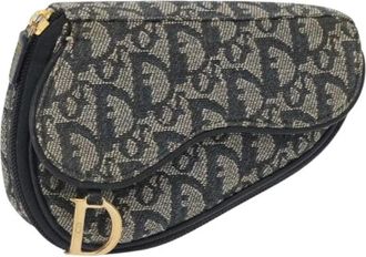 Dior Pre-owned Clutches, female, Blue, Size: ONE SIZE Pre-owned Trotter Canvas Pouch