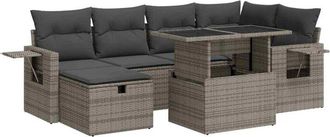 vidaXL Set De Sof&aacute;s De Jard&iacute;n 7 Pzas Con Cojines Rat&aacute;n Sint&eacute;tico Gris Vidaxl