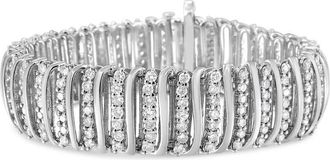 House of Brilliance 925 Sterling Silver 8 1/2 Cttw Diamond 7 Row Chevron S Curved Link Tennis Bracelet (I-J color, I1-I2 clarity) - 7.25