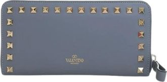 Valentino Pre-owned Vintage Lange Portemonnee - Dames - Vintage Accessoires - Blauw - ONE Size - Leer - Vintage