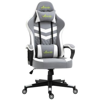 Vinsetto Racing Gaming Chair w/ Lumbar Support - Gamer Office Chair - Grey White | TJ Hughes
