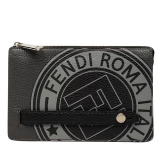 Fendi Pre-owned Clutches, female, Black, Size: ONE SIZE Pre-owned Printed Leather Clutch
