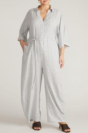 Universal Standard Maggie Linen Blend Jumpsuit in Beach Stripe at Nordstrom, Size Xs