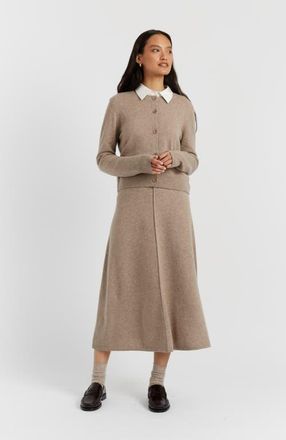 Chinti and Parker Wool Cashmere Blend Crew Neck Cropped Cardigan in Warm Oatmeal at Nordstrom, Size X-Small