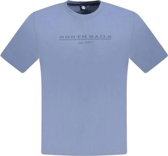 North Sails Blauw Katoenen Heren T-Shirt met Logo Print - Heren - T-shirts - Blauw - M - Katoen - Tops