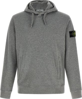 Stone Island Logo Badge Hoodie Felpe Grigio-Uomo