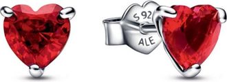 Pandora Ladies Red Heart Stud Earrings