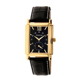 Heritor Frederick Leather-Band Watch in Gold/black at Nordstrom
