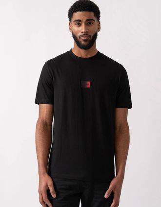 HUGO BOSS Mens HUGO Danotie Mens Red Label Logo T-Shirt - Black 001 - Size: 40
