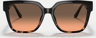 Michael Kors Karlie occhiali da sole squadrati con lenti grigie in nero/tartarugato scuro