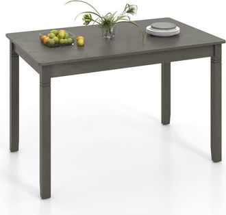 Costway Wooden Dining Table for 4 People 122cm Rectangular Kitchen Table-Gray